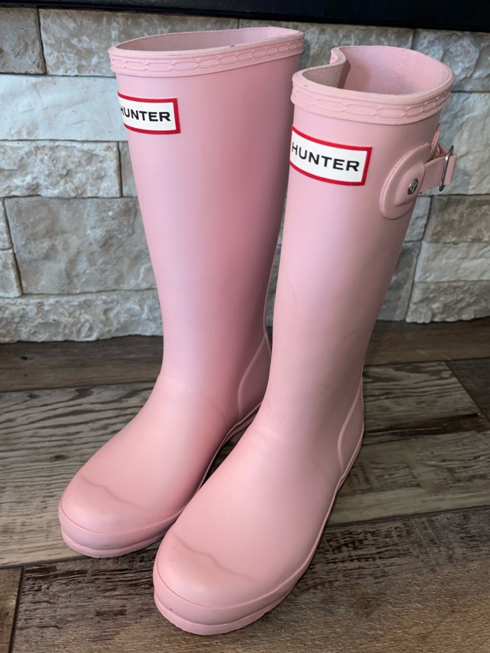 Hunter Original Girls Tall Pink Rain Boots Size 1B/2G